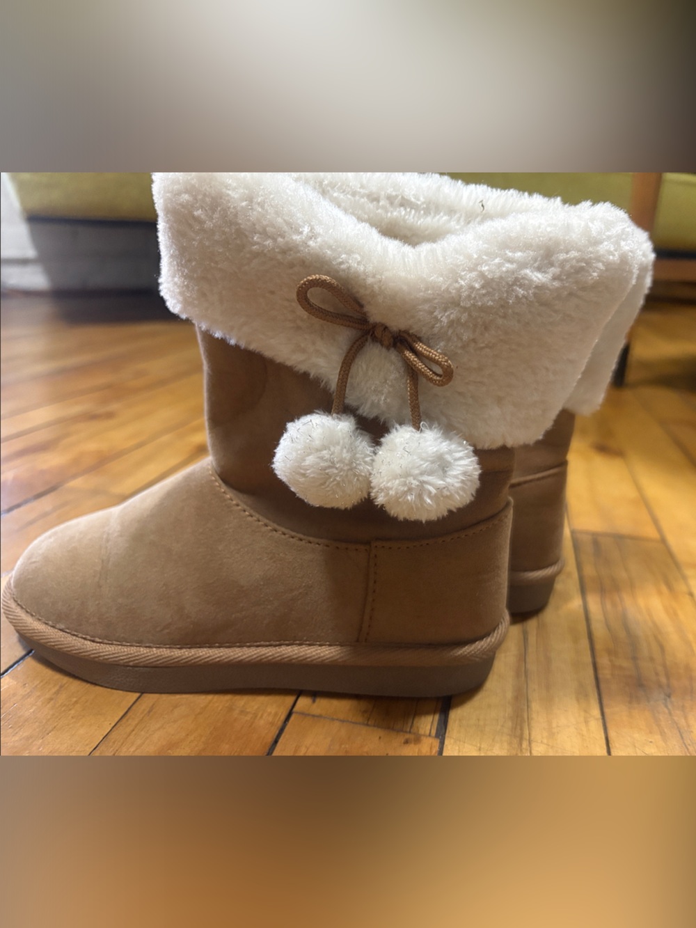 Thereabouts Girls Faux-Shearling Pom-Pom Boots, Size 13M